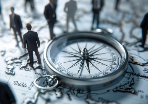 Business Compass on a Map